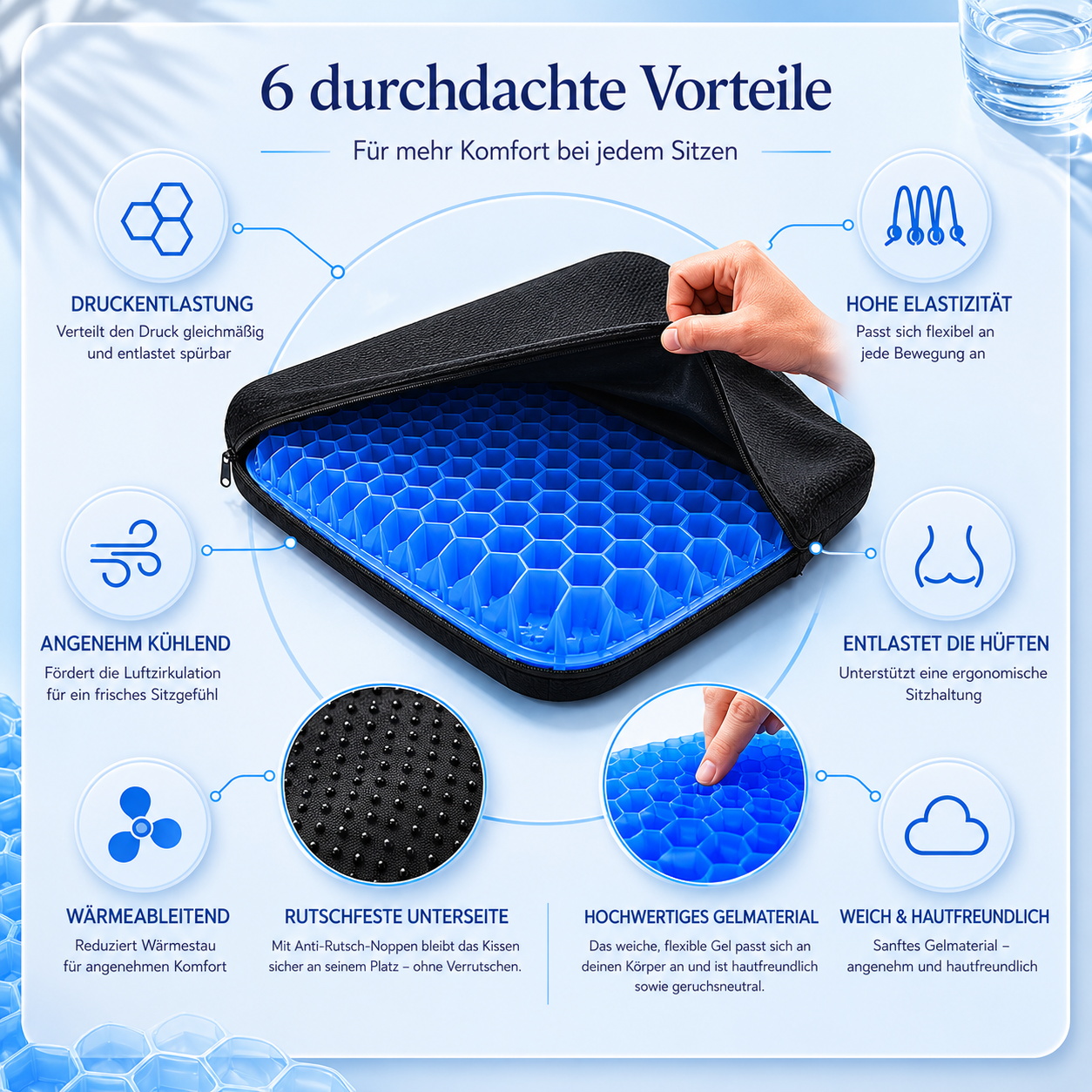 RelaxGel Sitzkissen mit Hülle